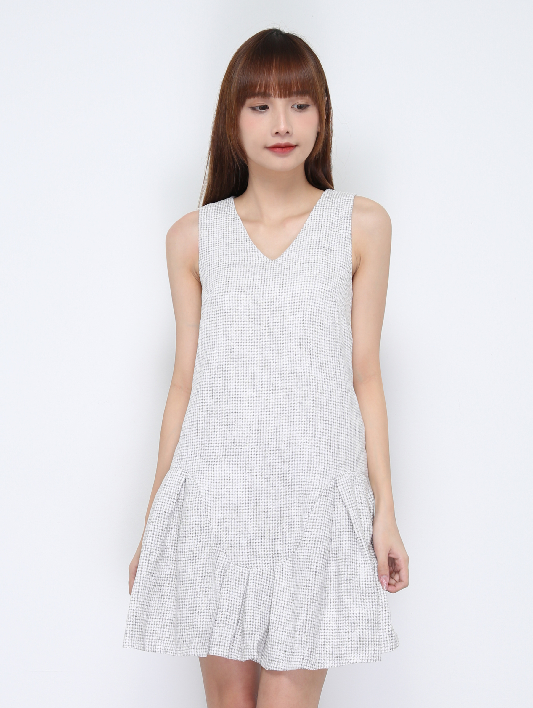 V Neck Sleeveless Ruffles Dress 20802