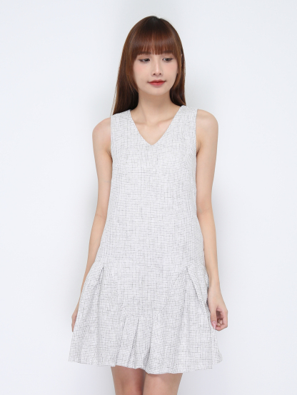 V Neck Sleeveless Ruffles Dress 20802