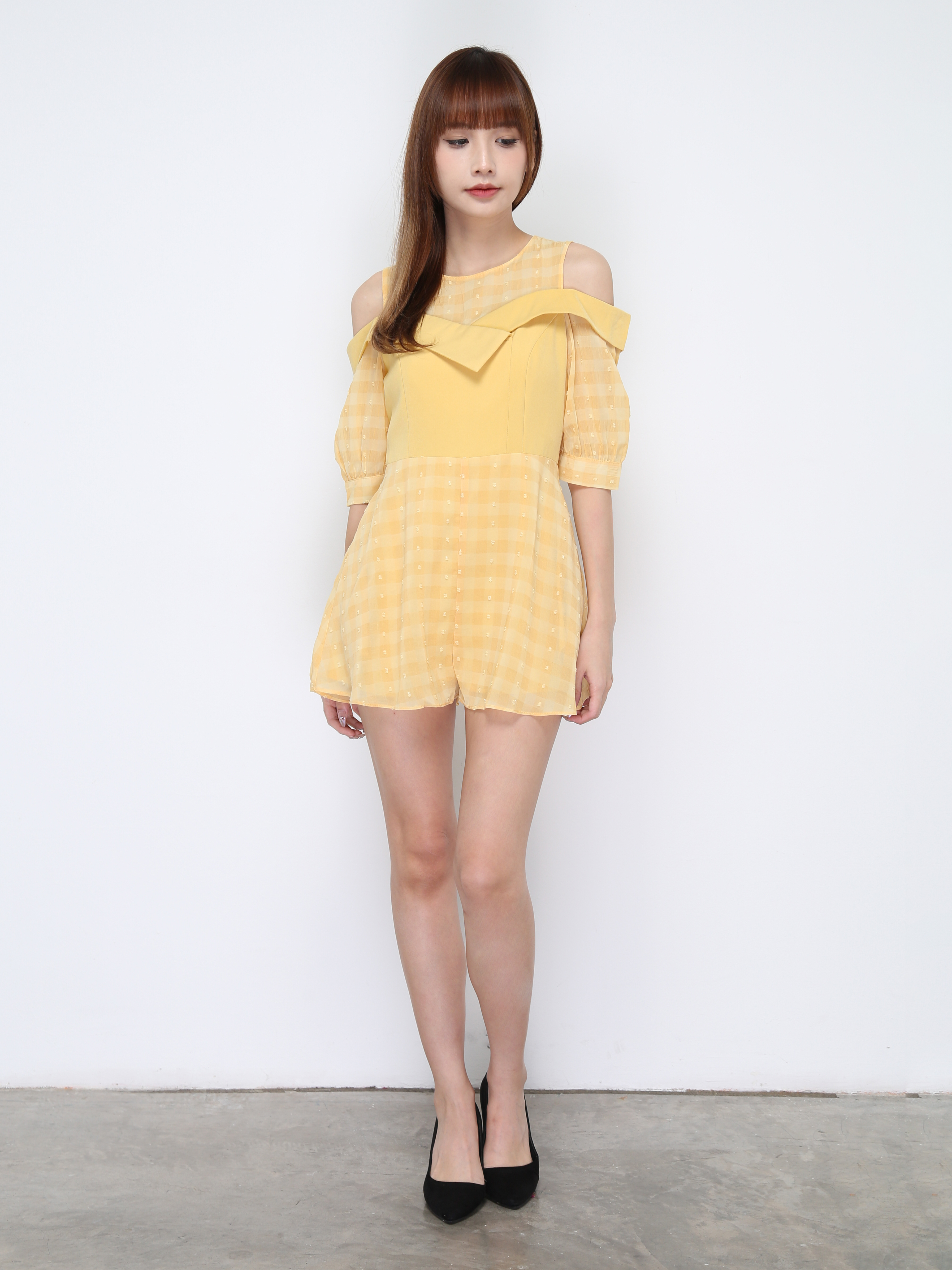 Checker Shoulder Hole Jumpsuit 20623
