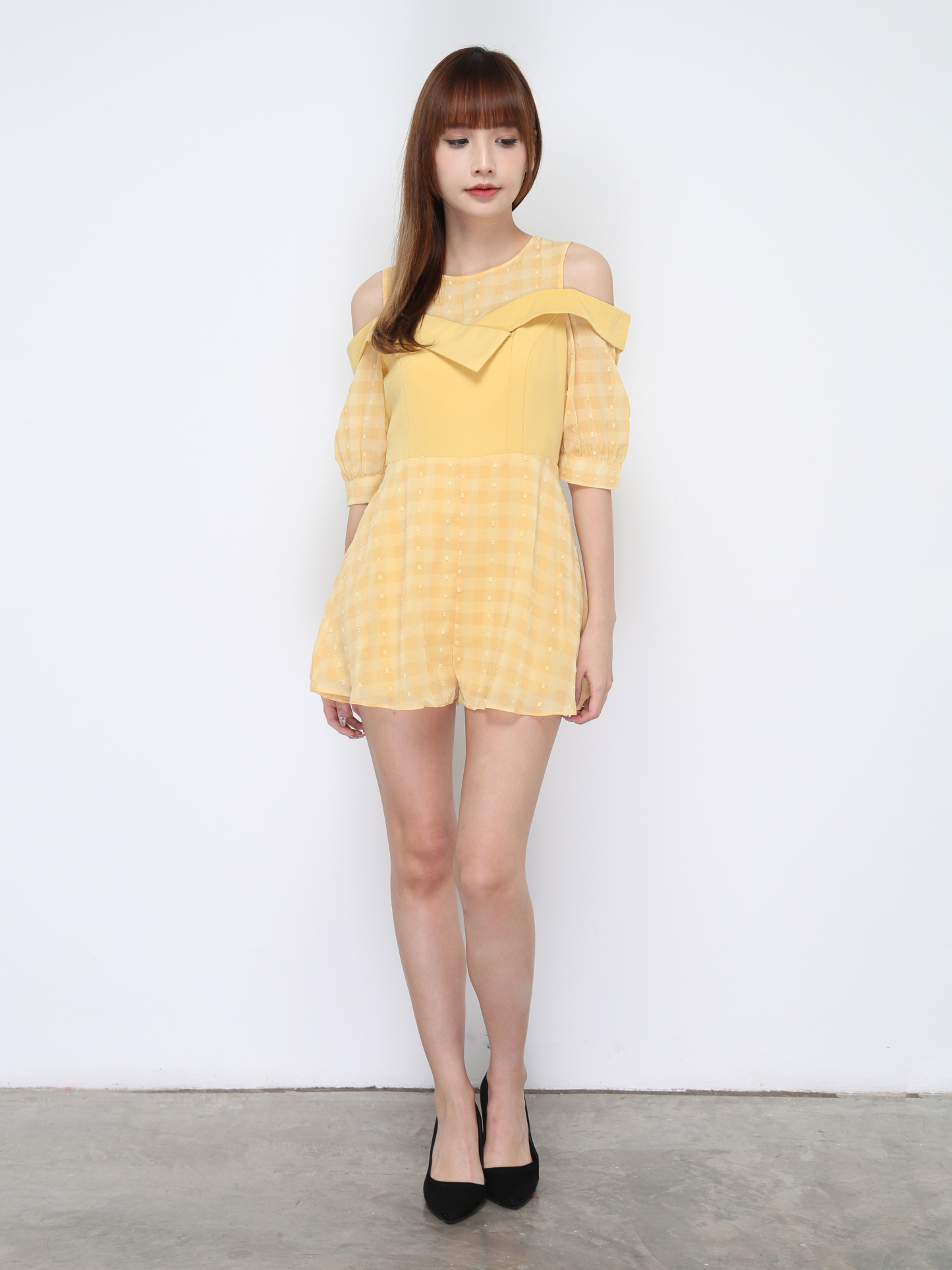 Checker Shoulder Hole Jumpsuit 20623