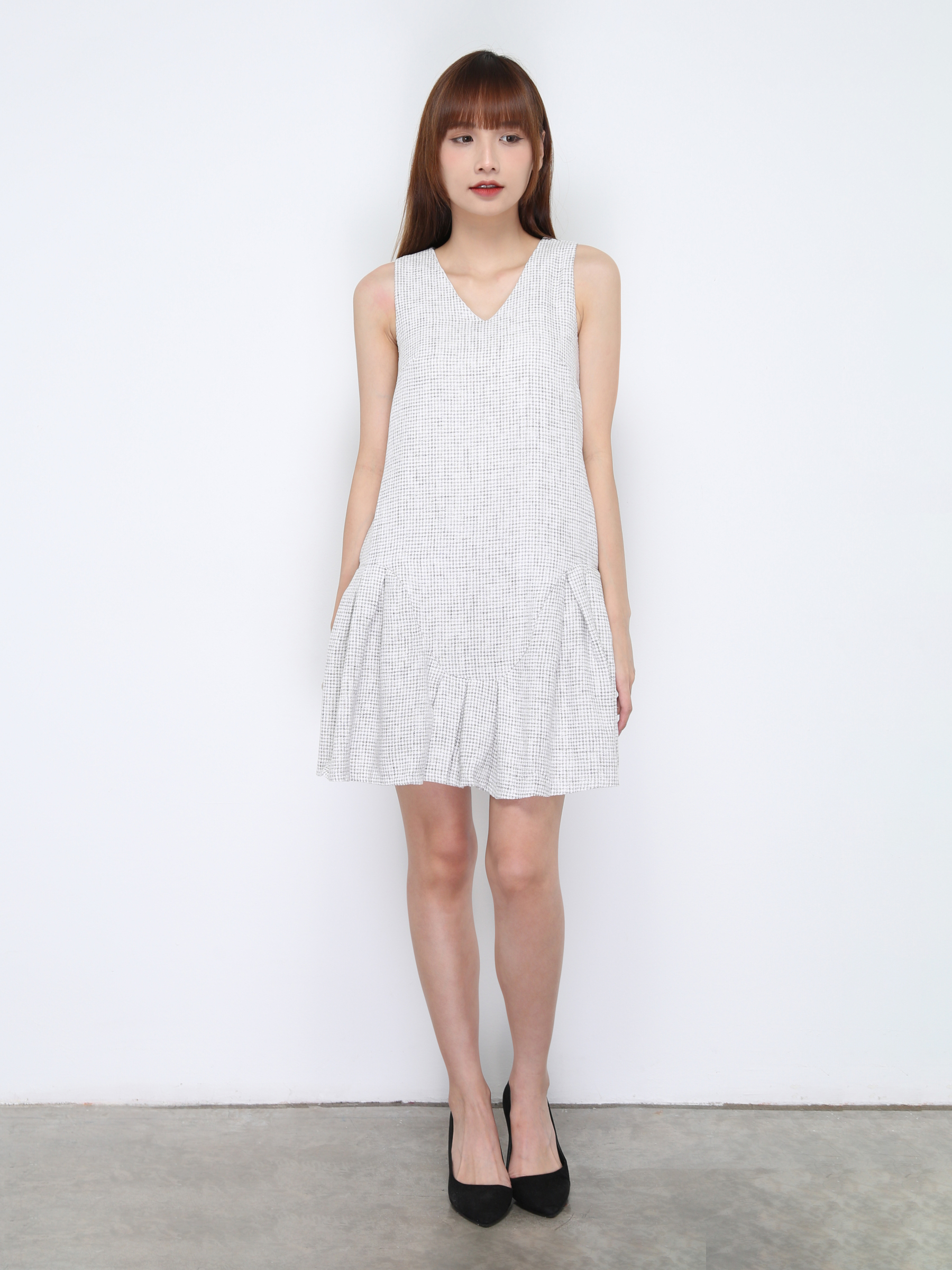V Neck Sleeveless Ruffles Dress 20802