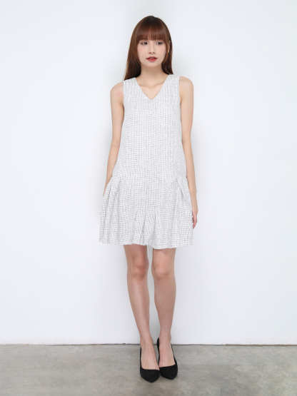 V Neck Sleeveless Ruffles Dress 20802