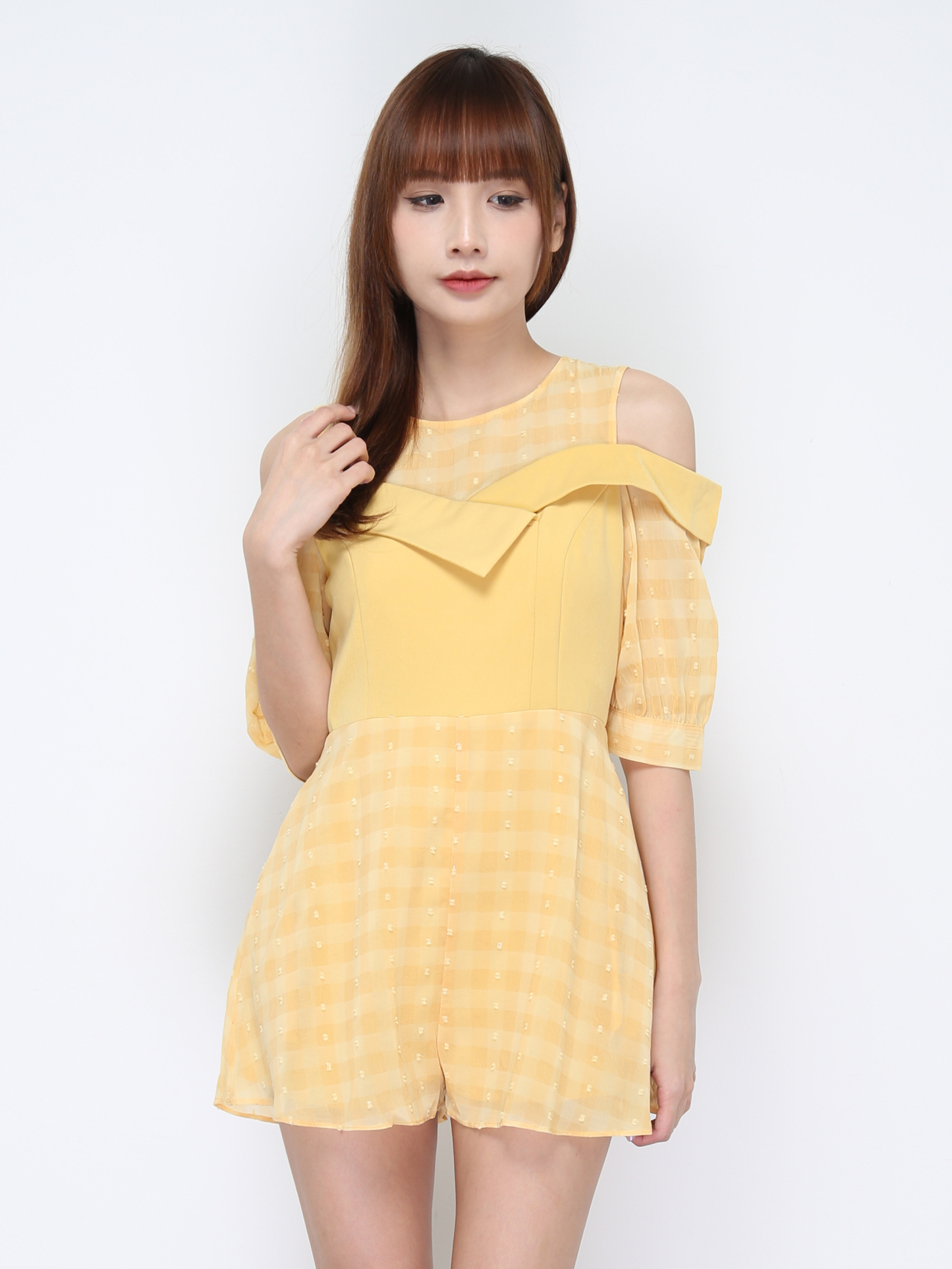 Checker Shoulder Hole Jumpsuit 20623