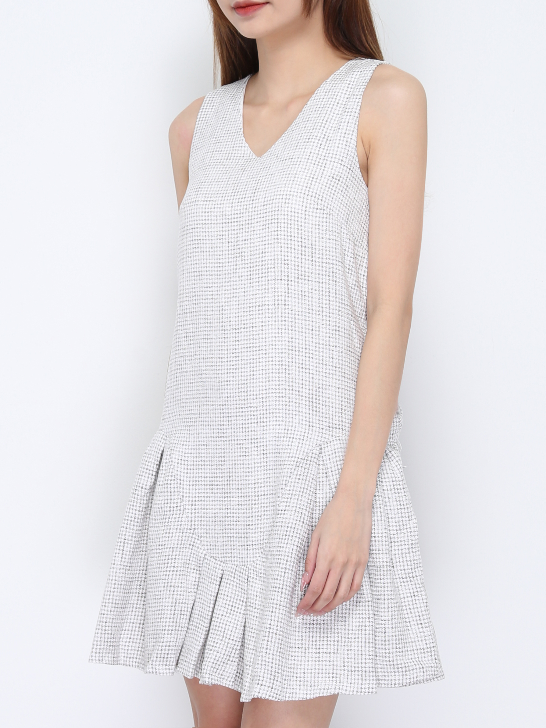 V Neck Sleeveless Ruffles Dress 20802