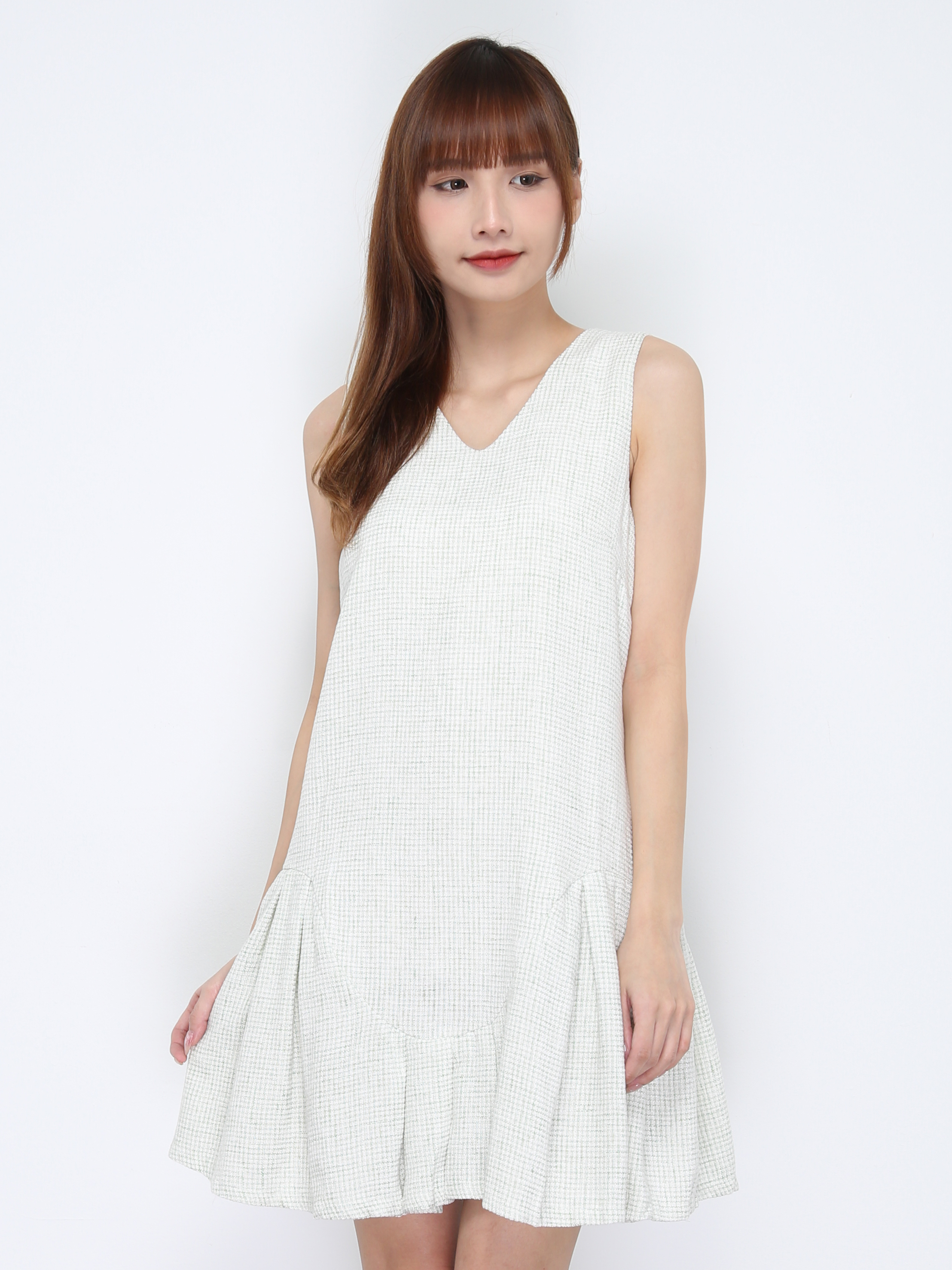 V Neck Sleeveless Ruffles Dress 20802