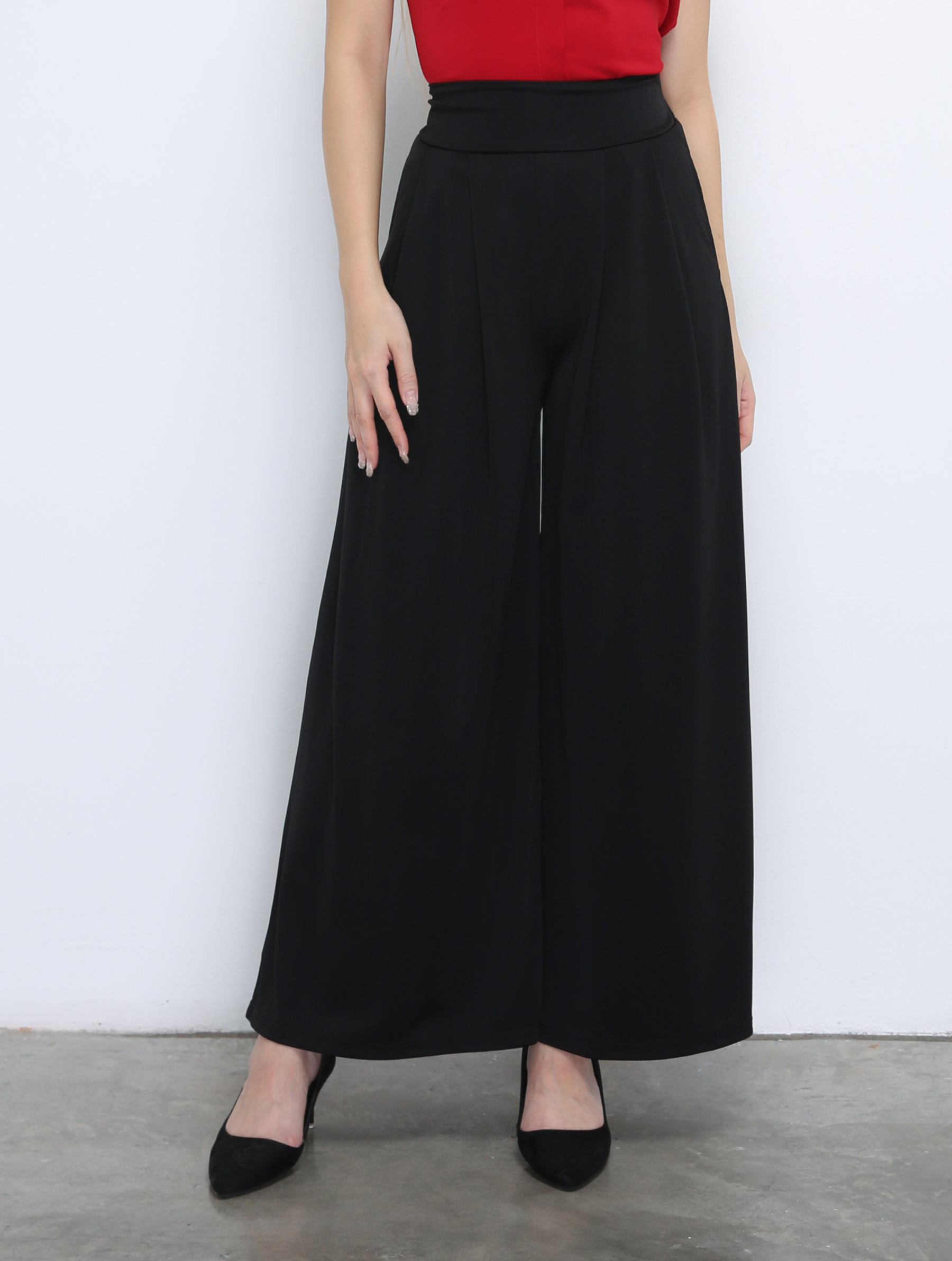 High Waist Pleated Long Pants 35082