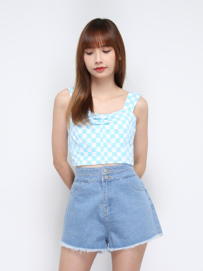 Checker Sleeveless Crop Top 21321