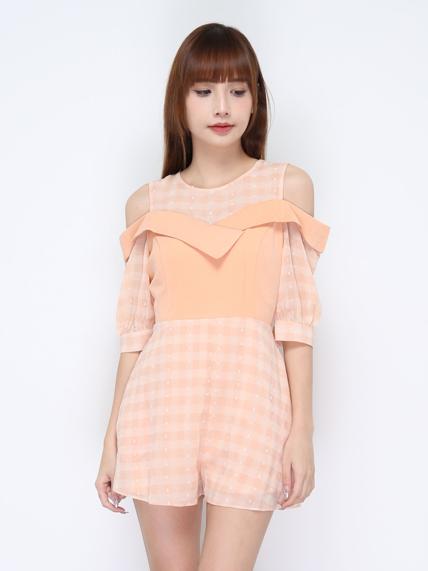 Checker Shoulder Hole Jumpsuit 20623