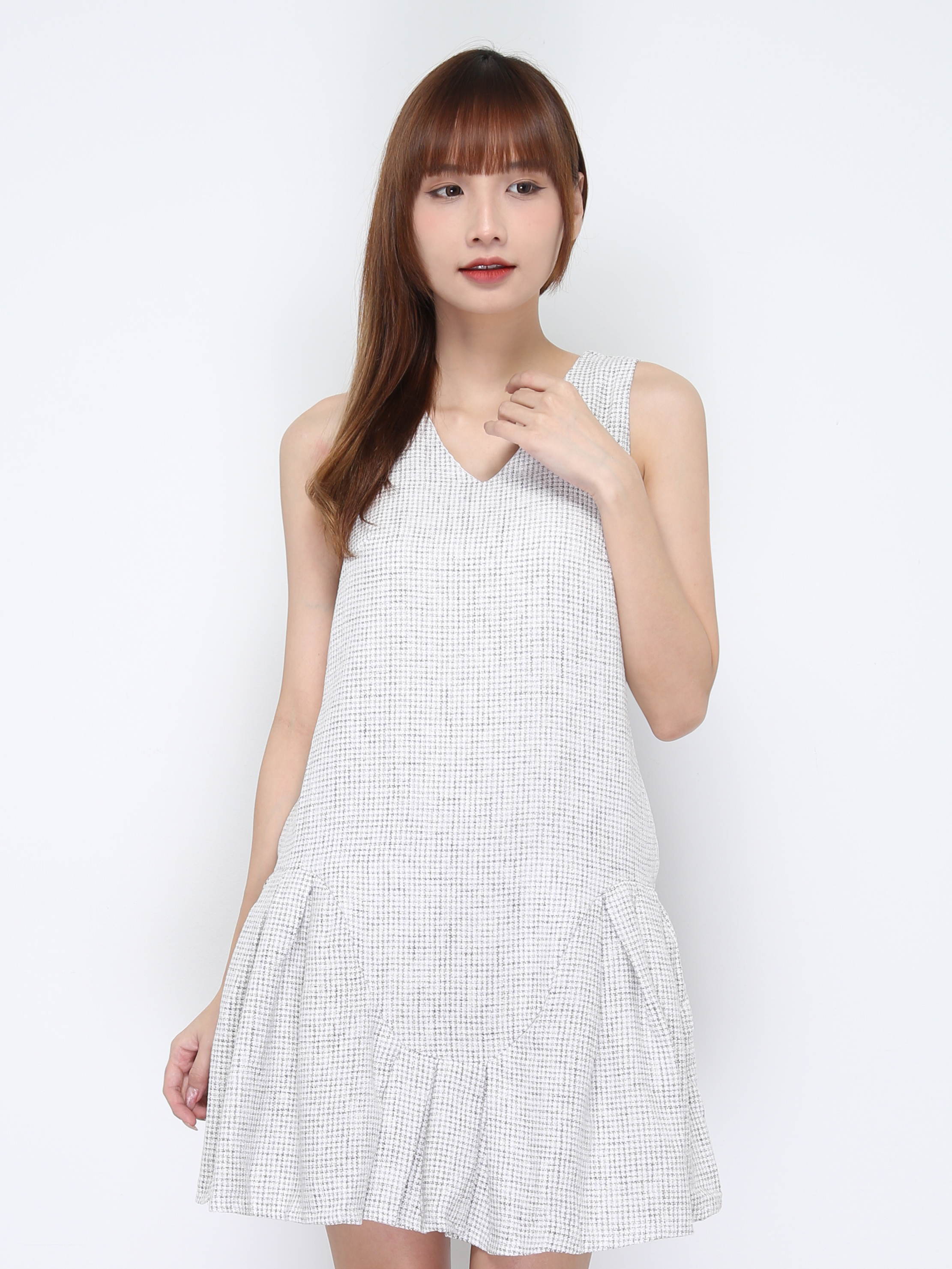 V Neck Sleeveless Ruffles Dress 20802