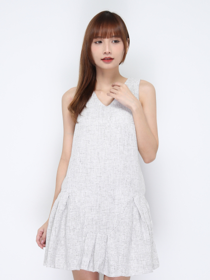 V Neck Sleeveless Ruffles Dress 20802