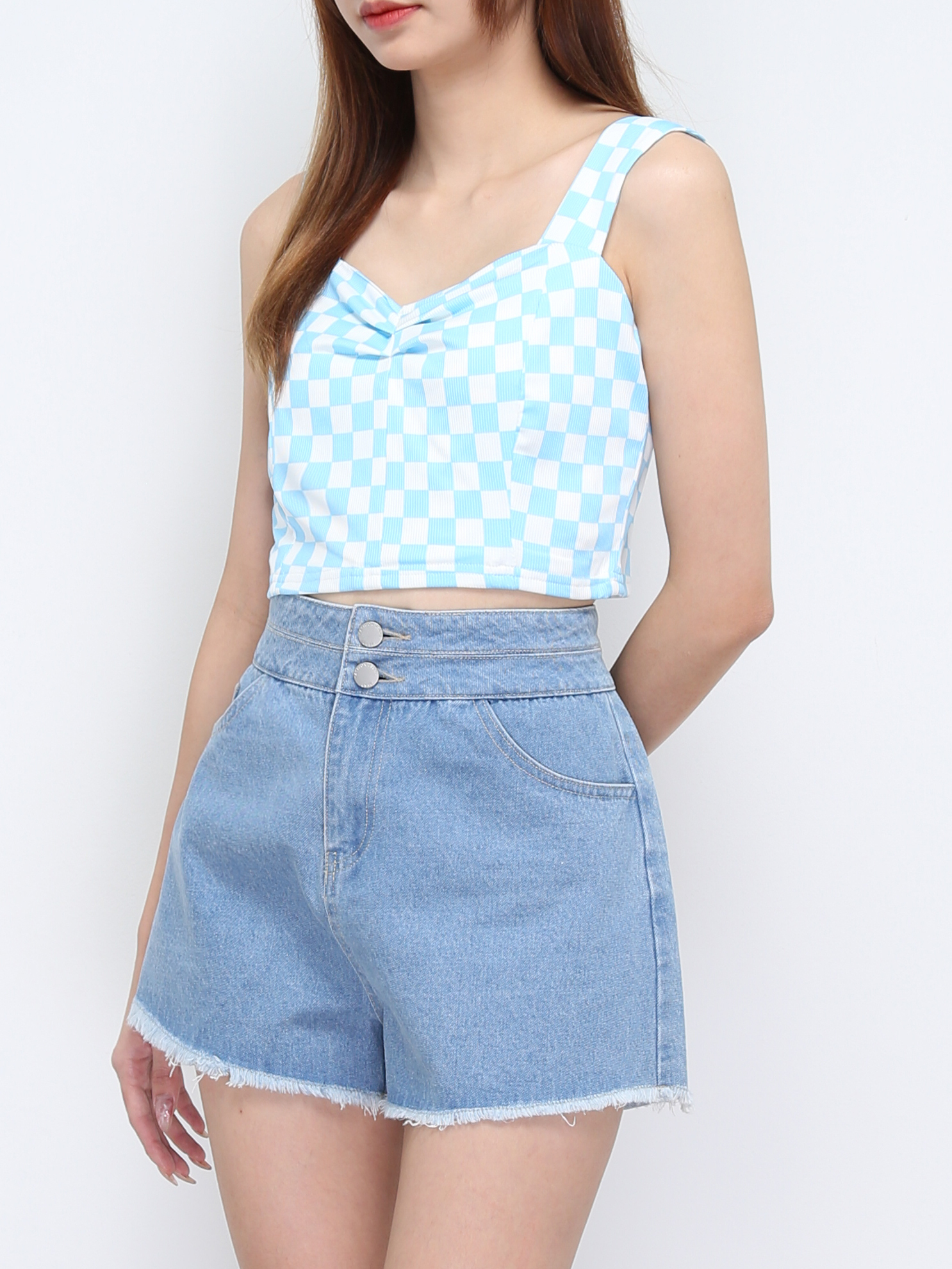 Checker Sleeveless Crop Top 21321