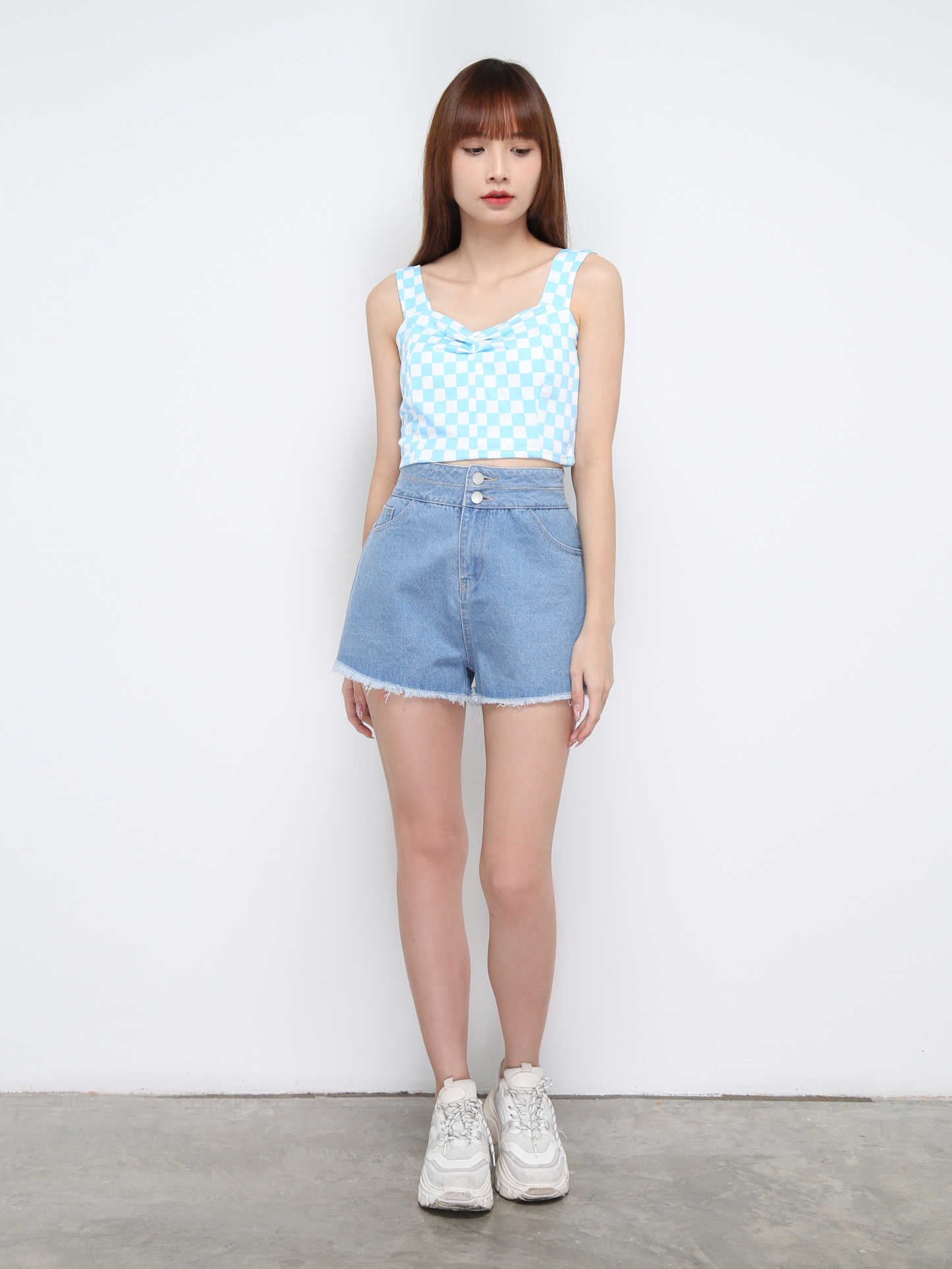 Checker Sleeveless Crop Top 21321