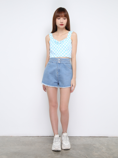 Checker Sleeveless Crop Top 21321