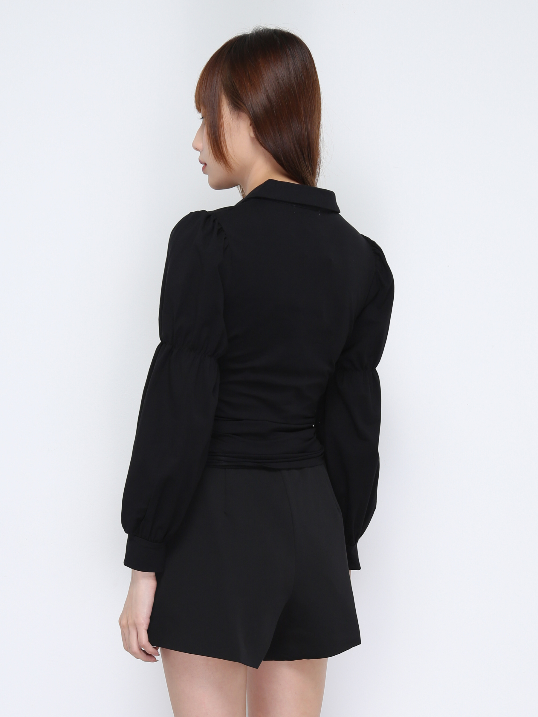 V Neck Collar Side Drawstring Top 21116