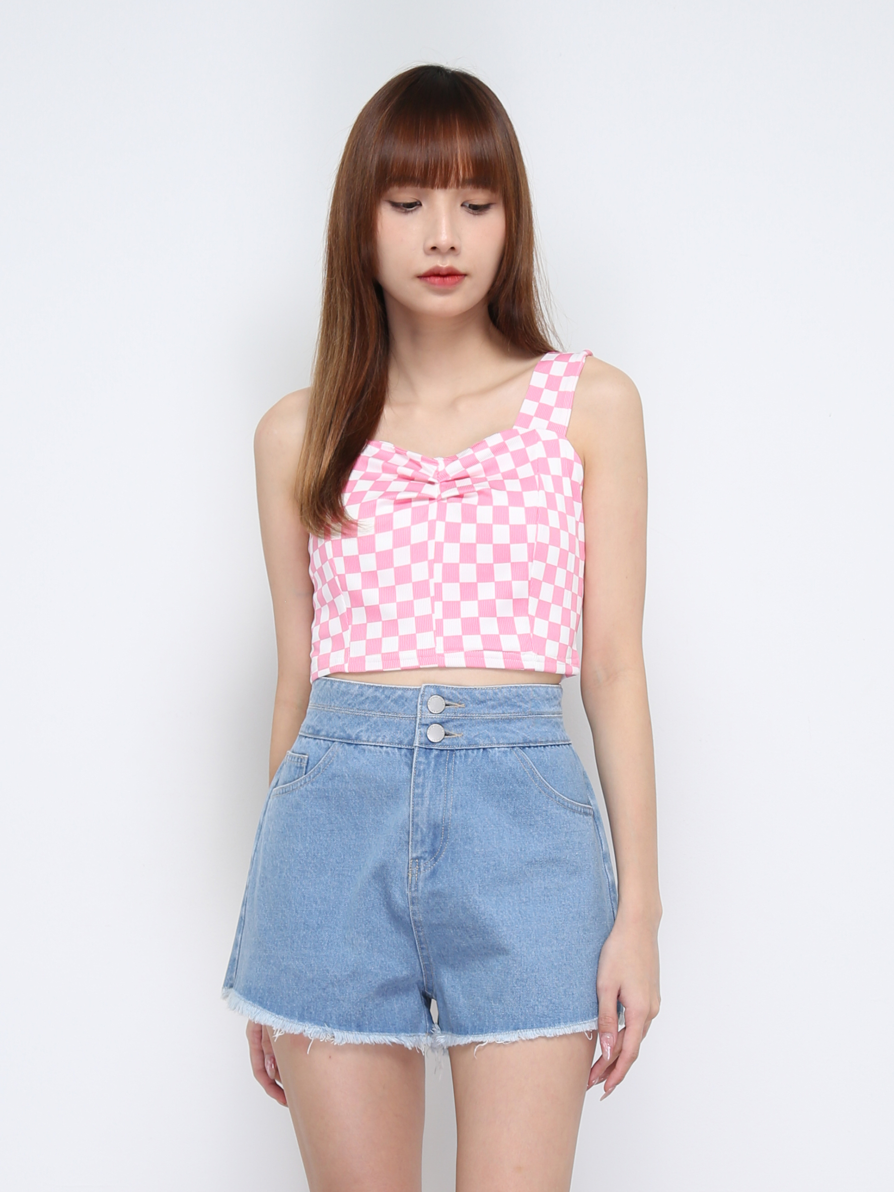 Checker Sleeveless Crop Top 21321