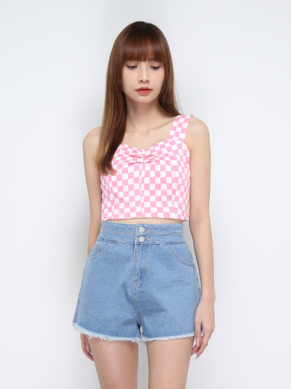 Checker Sleeveless Crop Top 21321