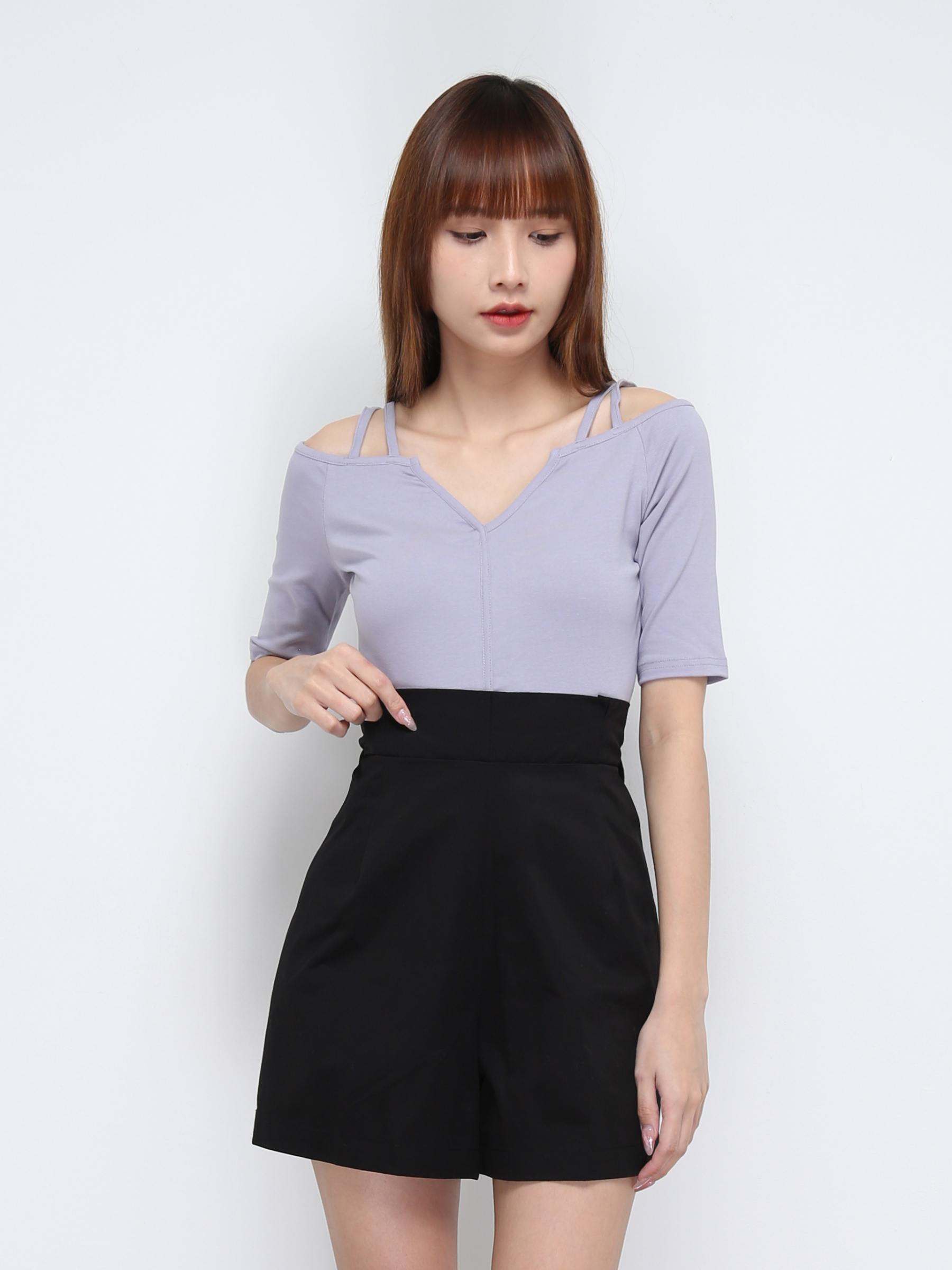 V Neck Strap Off Shoulder Top 21313