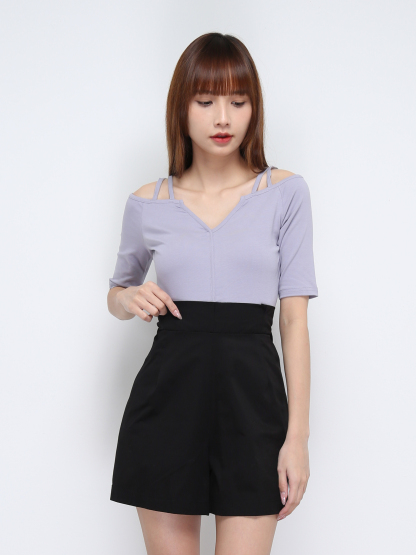 V Neck Strap Off Shoulder Top 21313