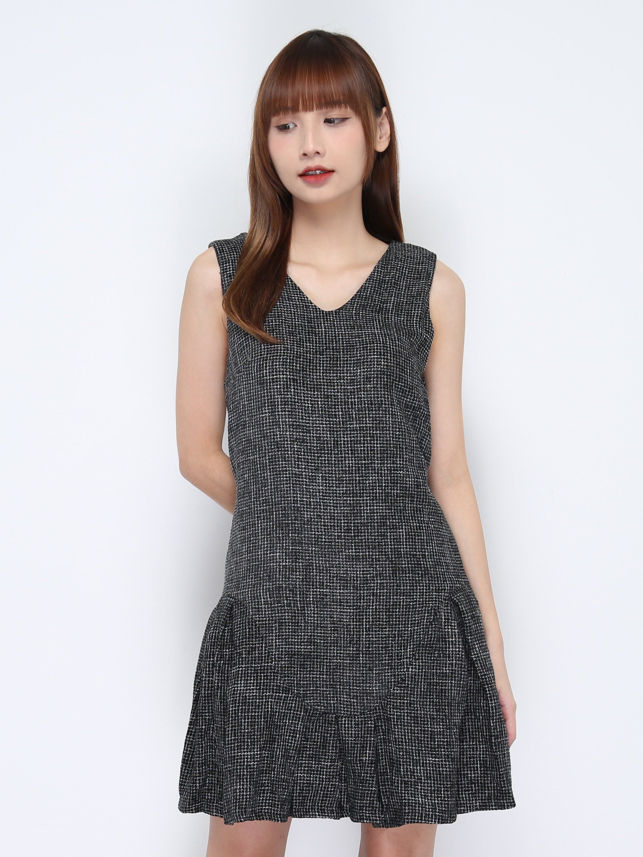 V Neck Sleeveless Ruffles Dress 20802