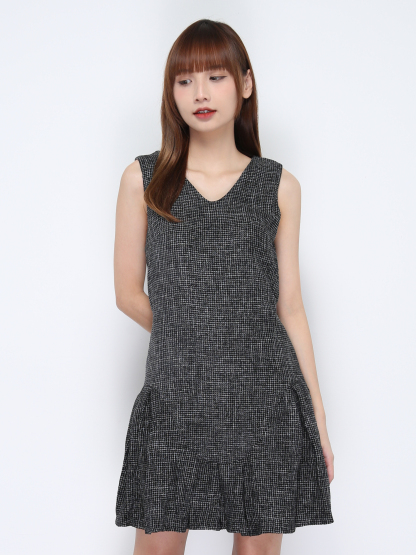 V Neck Sleeveless Ruffles Dress 20802
