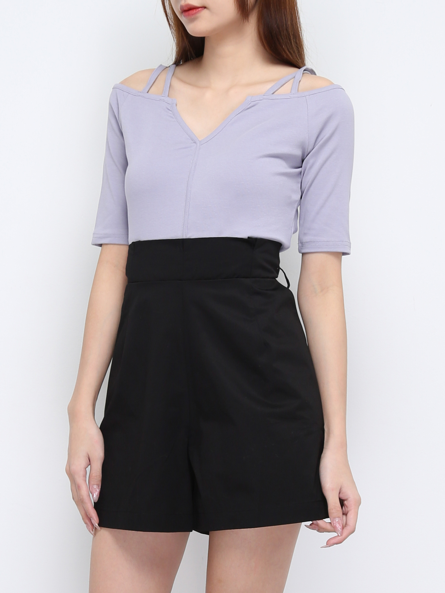 V Neck Strap Off Shoulder Top 21313