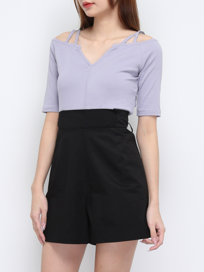 V Neck Strap Off Shoulder Top 21313
