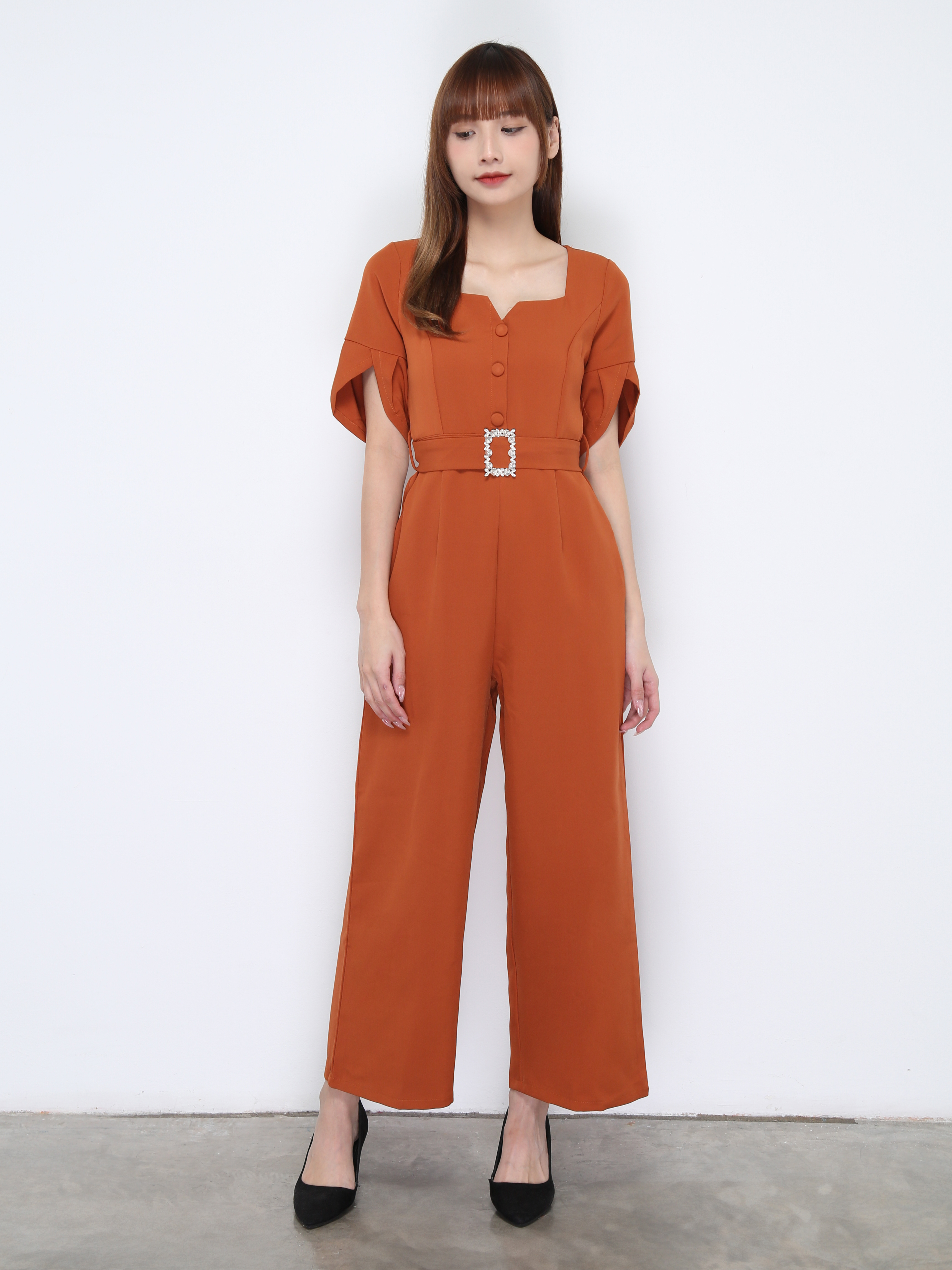 Sweetheart Neckline With Belt Jumpsuit 20798