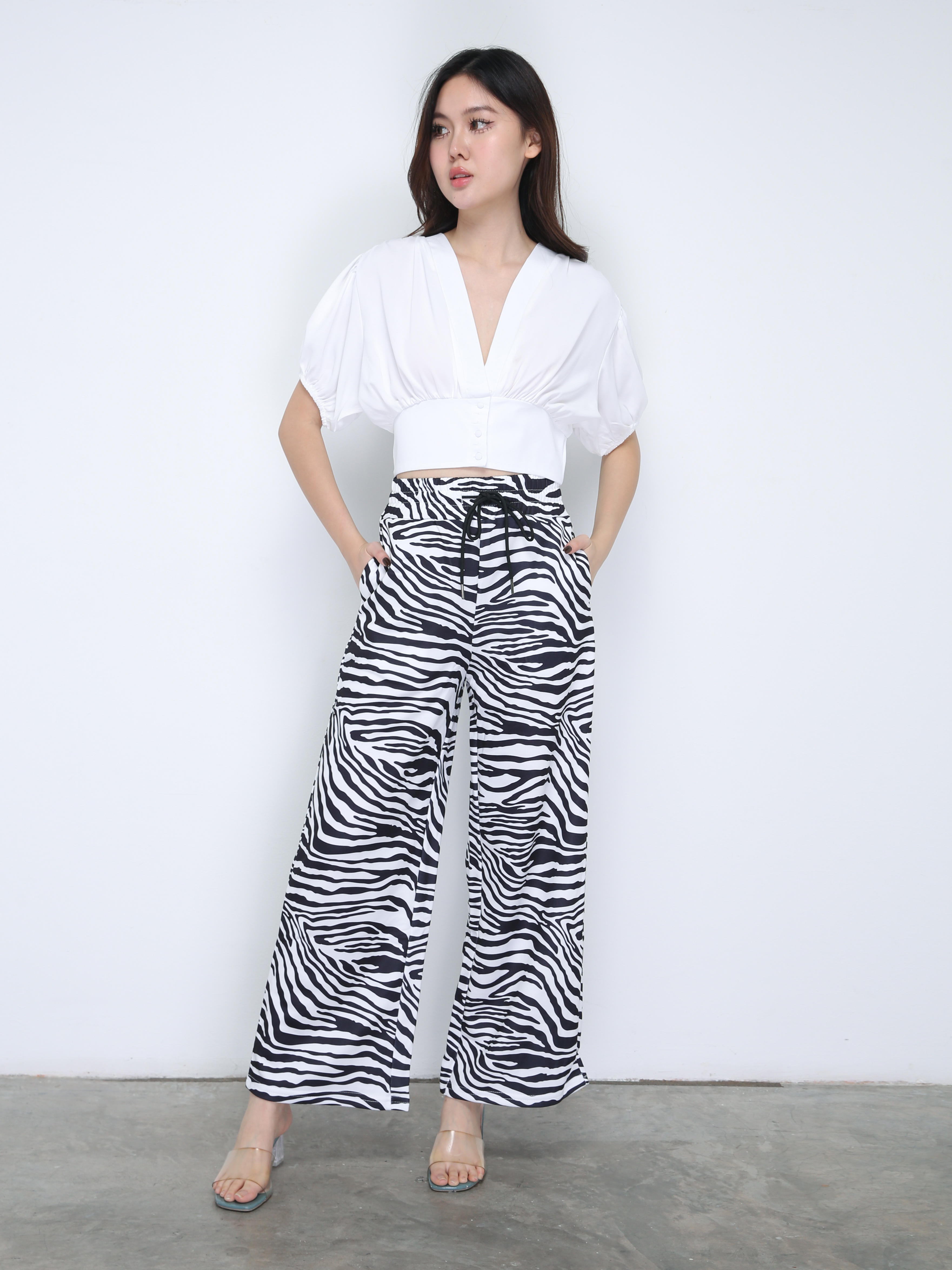 Zebra Waist Drawstring Long Pants 21640