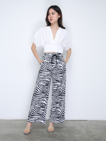 Zebra Waist Drawstring Long Pants 21640