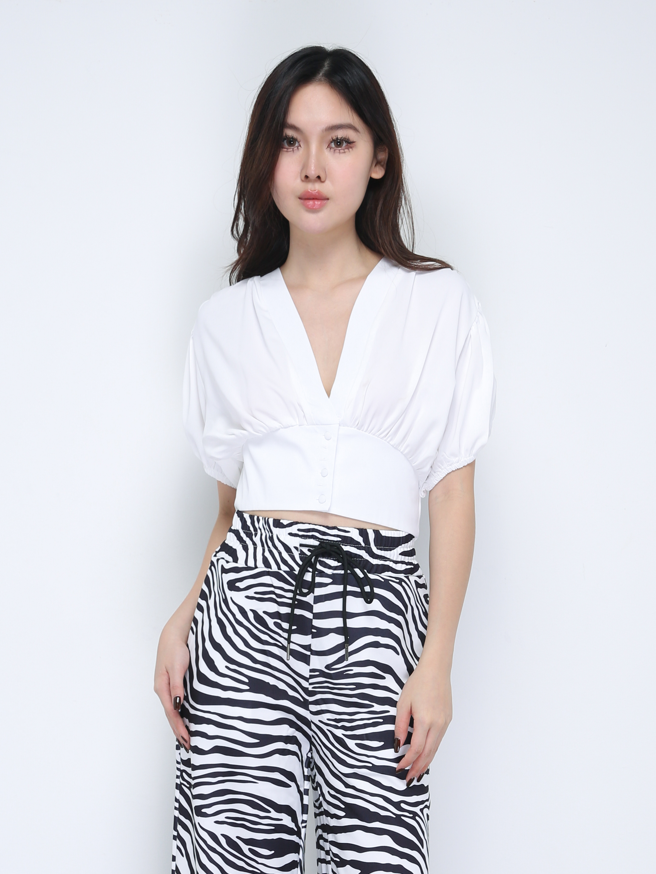Zebra Waist Drawstring Long Pants 21640