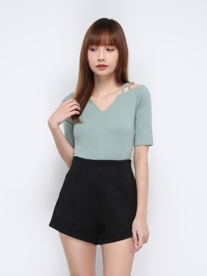 V Neck Strap Off Shoulder Top 21313