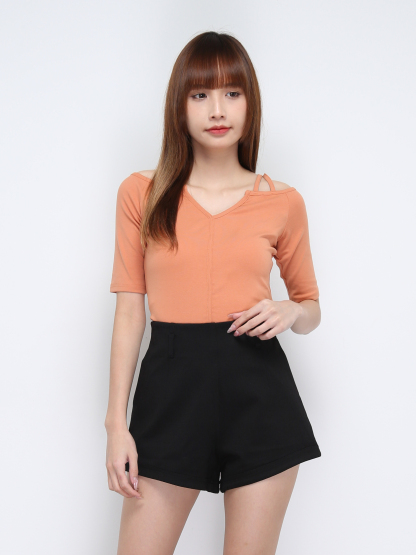 V Neck Strap Off Shoulder Top 21313