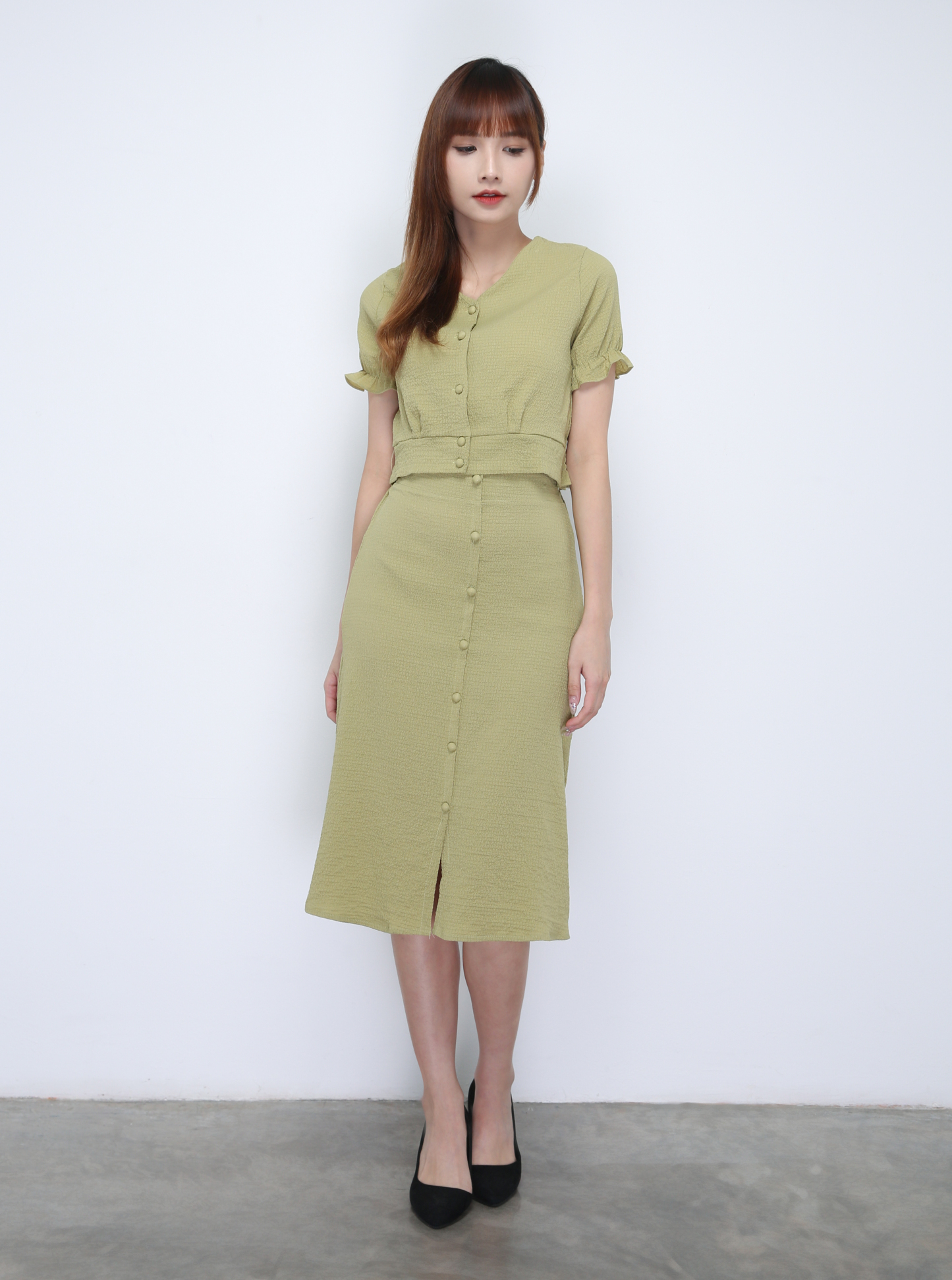 Front Button Waist Stretchable Set 21865