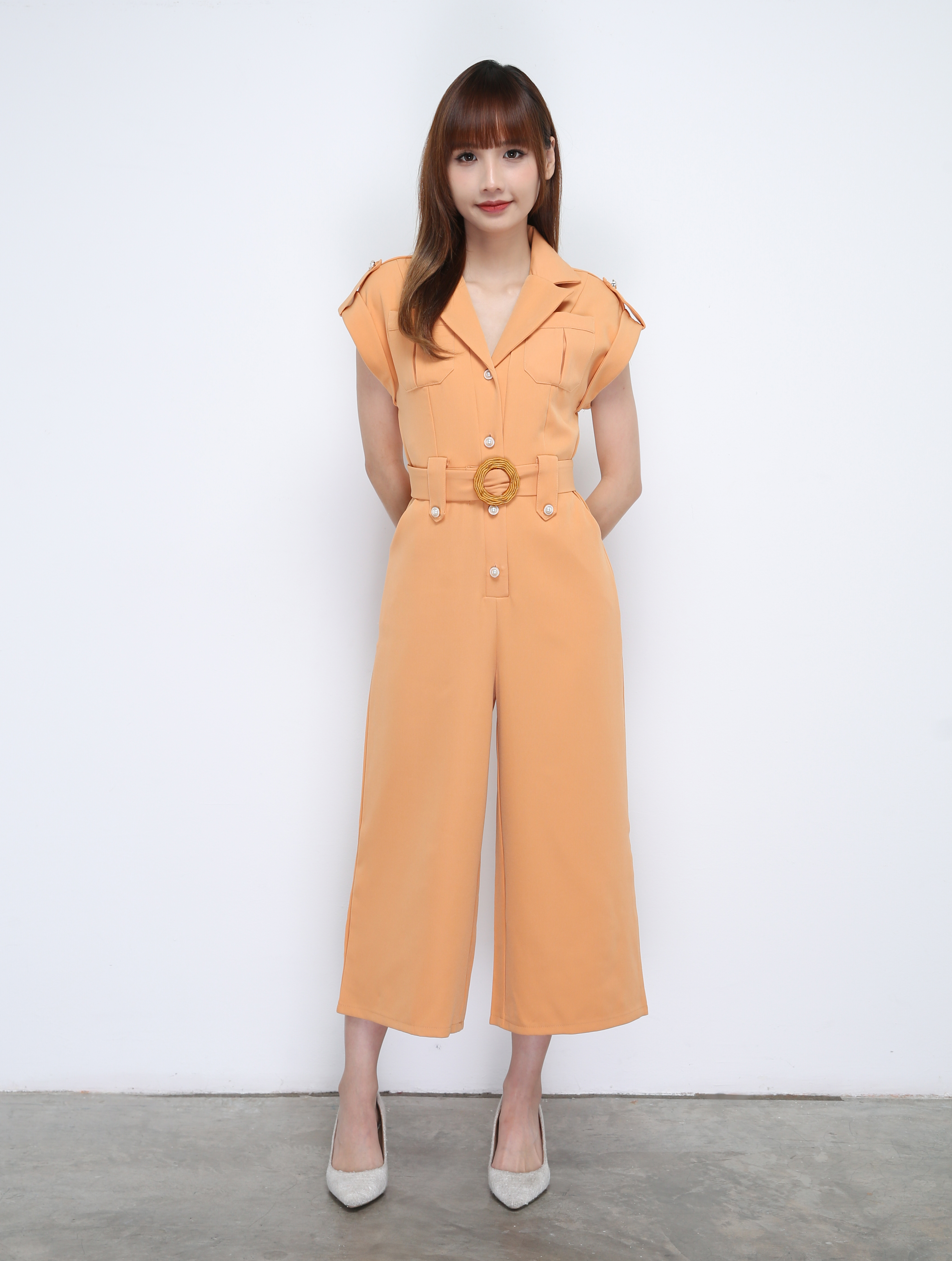 Sleeveless Front Button With Belt Jumpsuit 21441