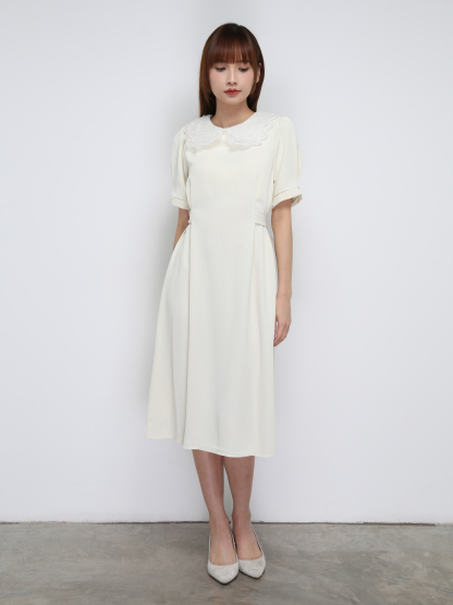 Lace Collar With Strap Belt Dress 21255