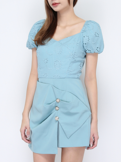 Eyelet Puff Sleeve Jumpsuit 20619