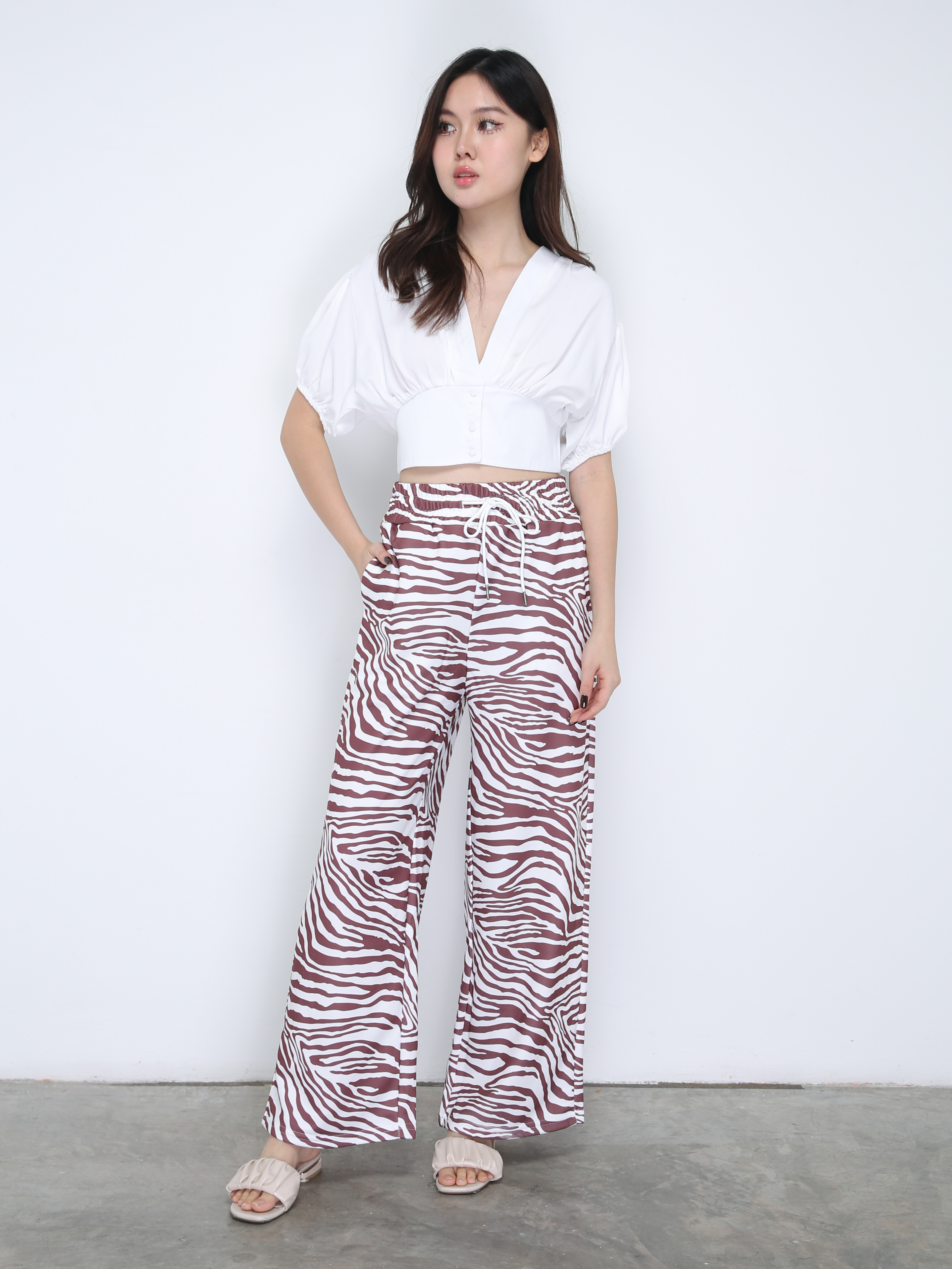 Zebra Waist Drawstring Long Pants 21640