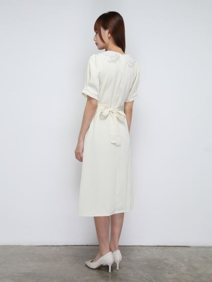 Lace Collar With Strap Belt Dress 21255