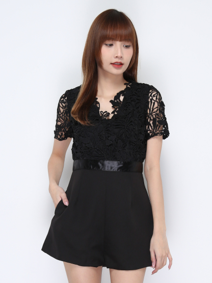 V Neck Eyelet Jumpsuit 20801