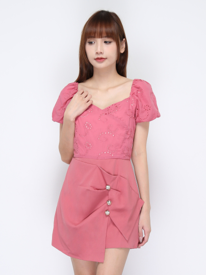 Eyelet Puff Sleeve Jumpsuit 20619