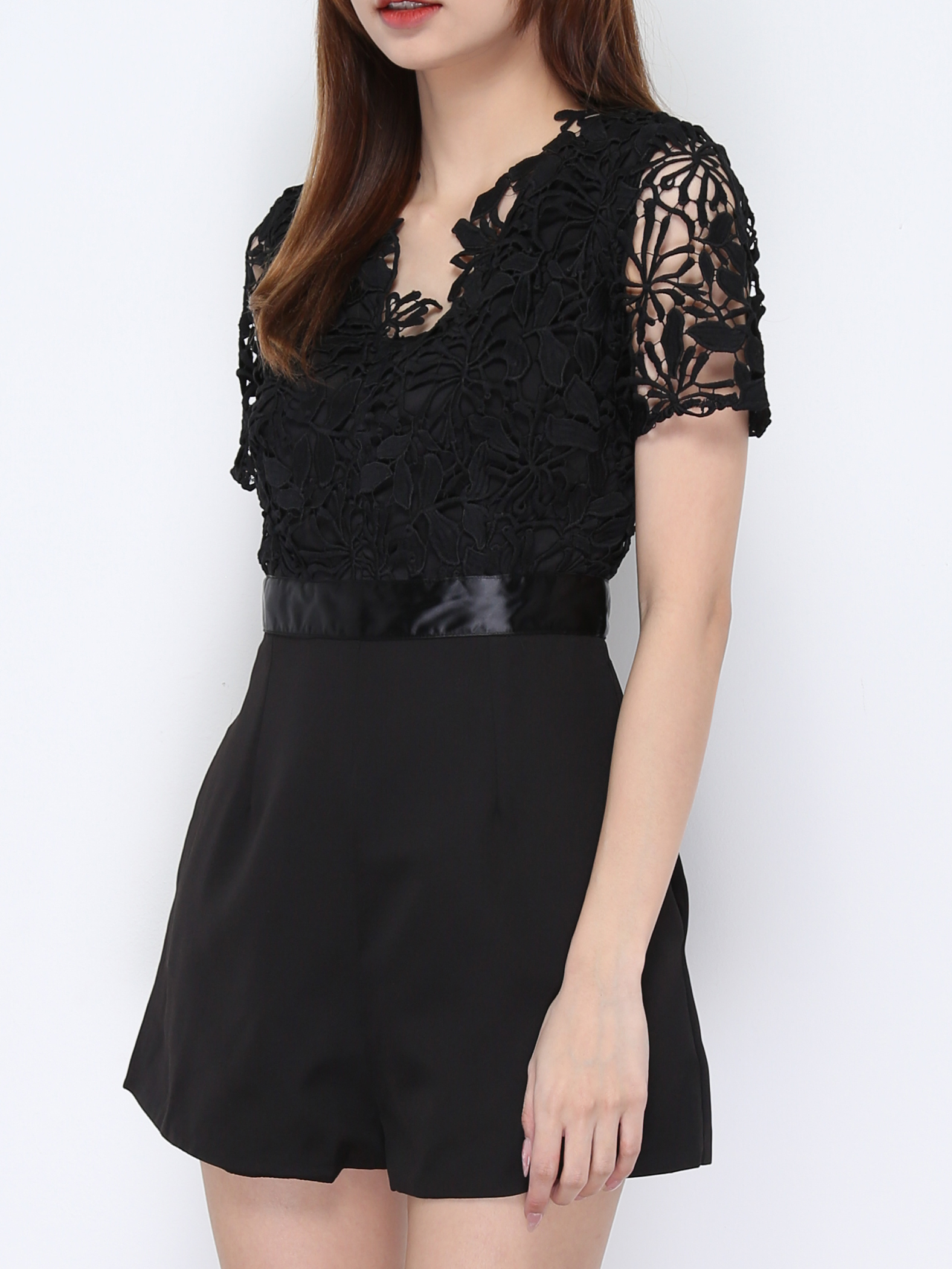 V Neck Eyelet Jumpsuit 20801