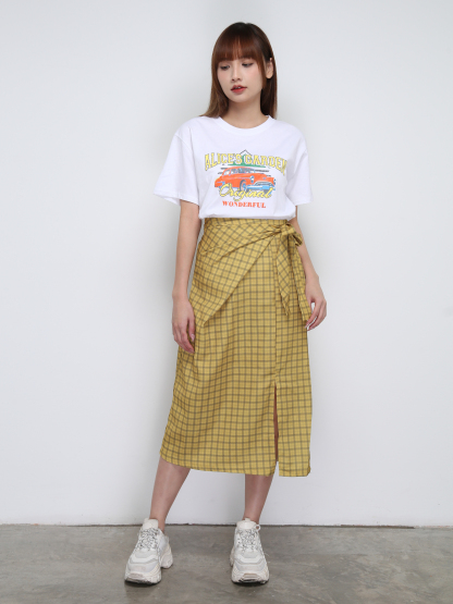 Basic Top With Checker Skirt Set 21280