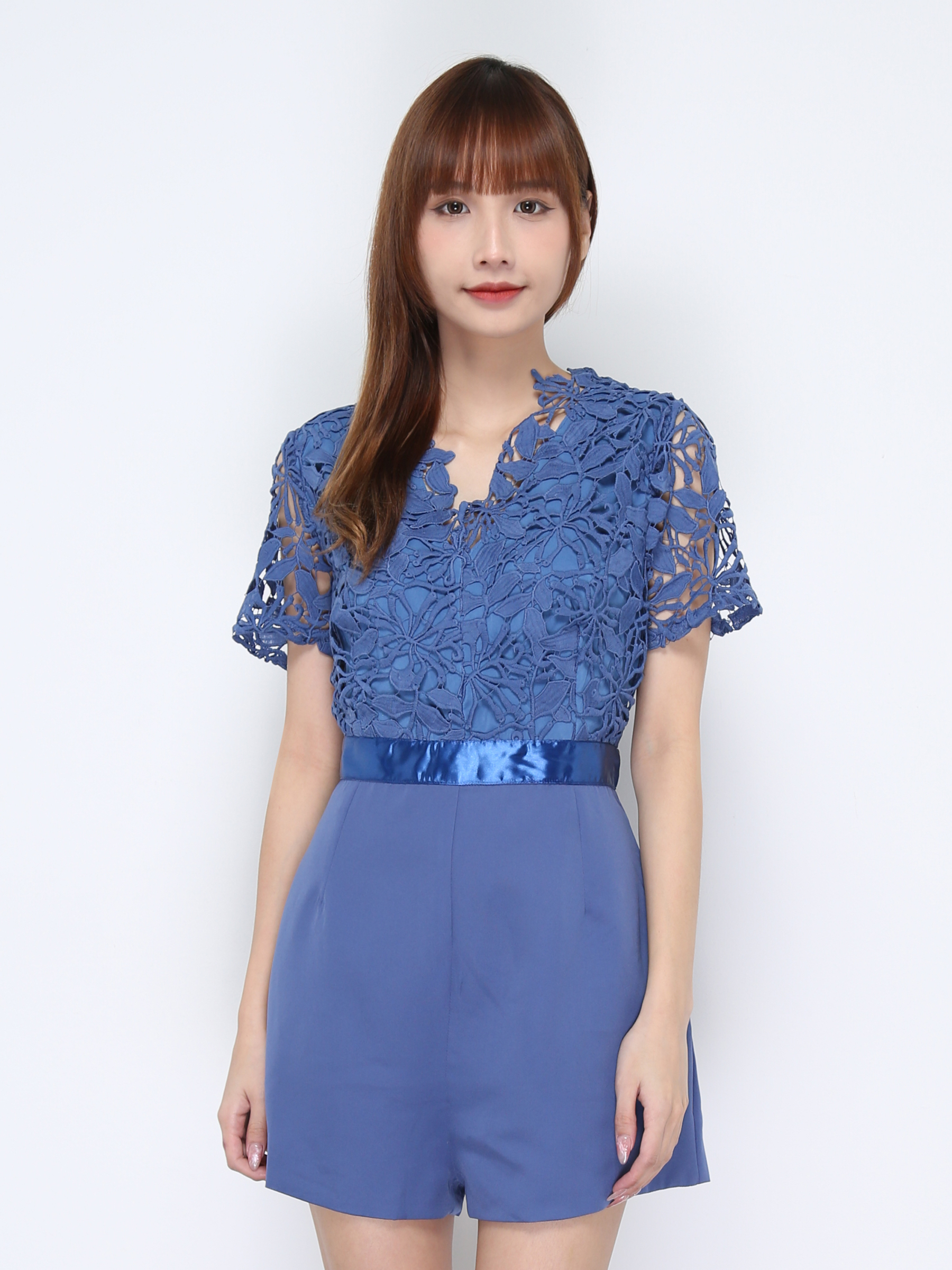 V Neck Eyelet Jumpsuit 20801