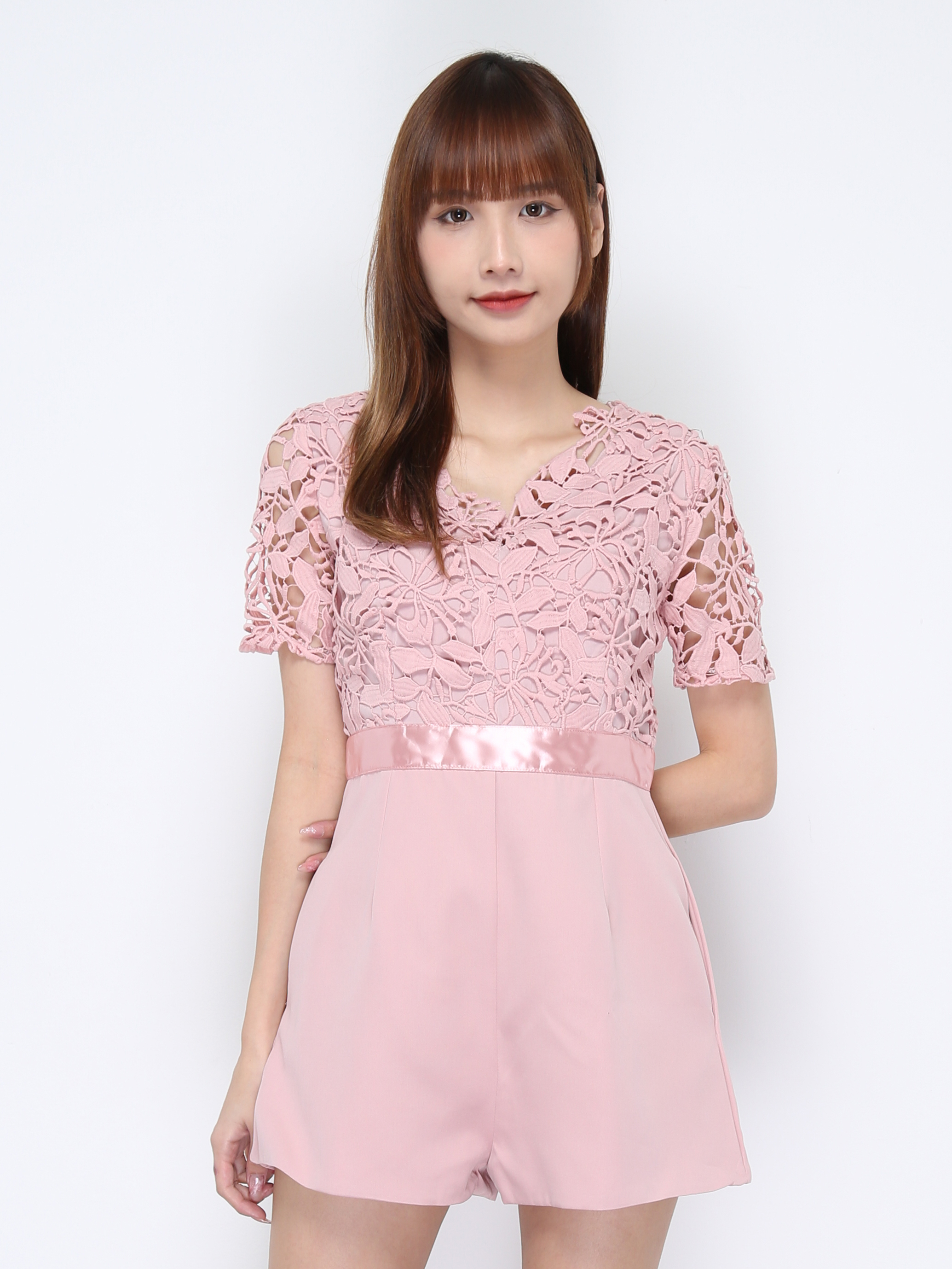 V Neck Eyelet Jumpsuit 20801