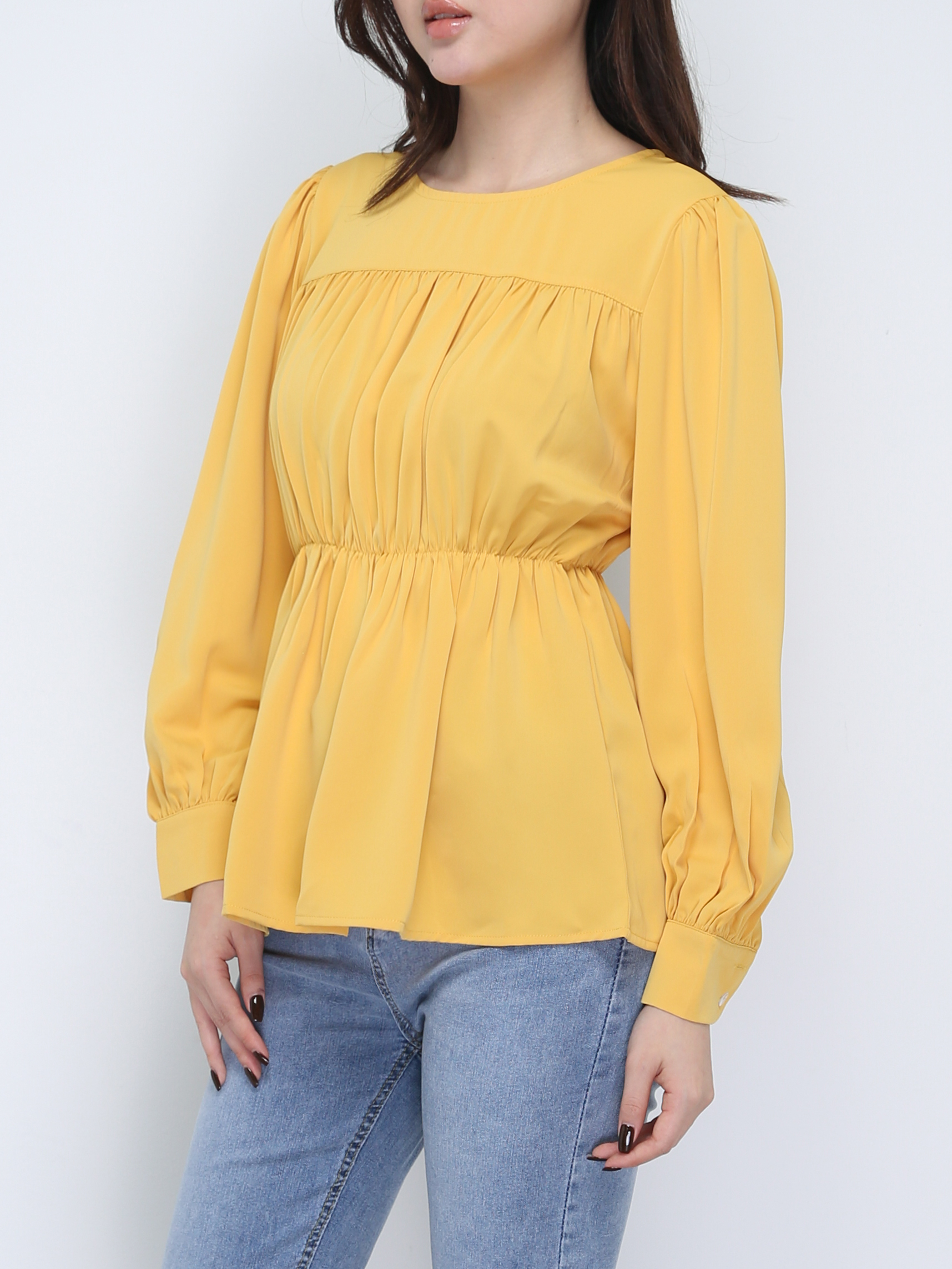 Long Sleeve Pleated Top 21732