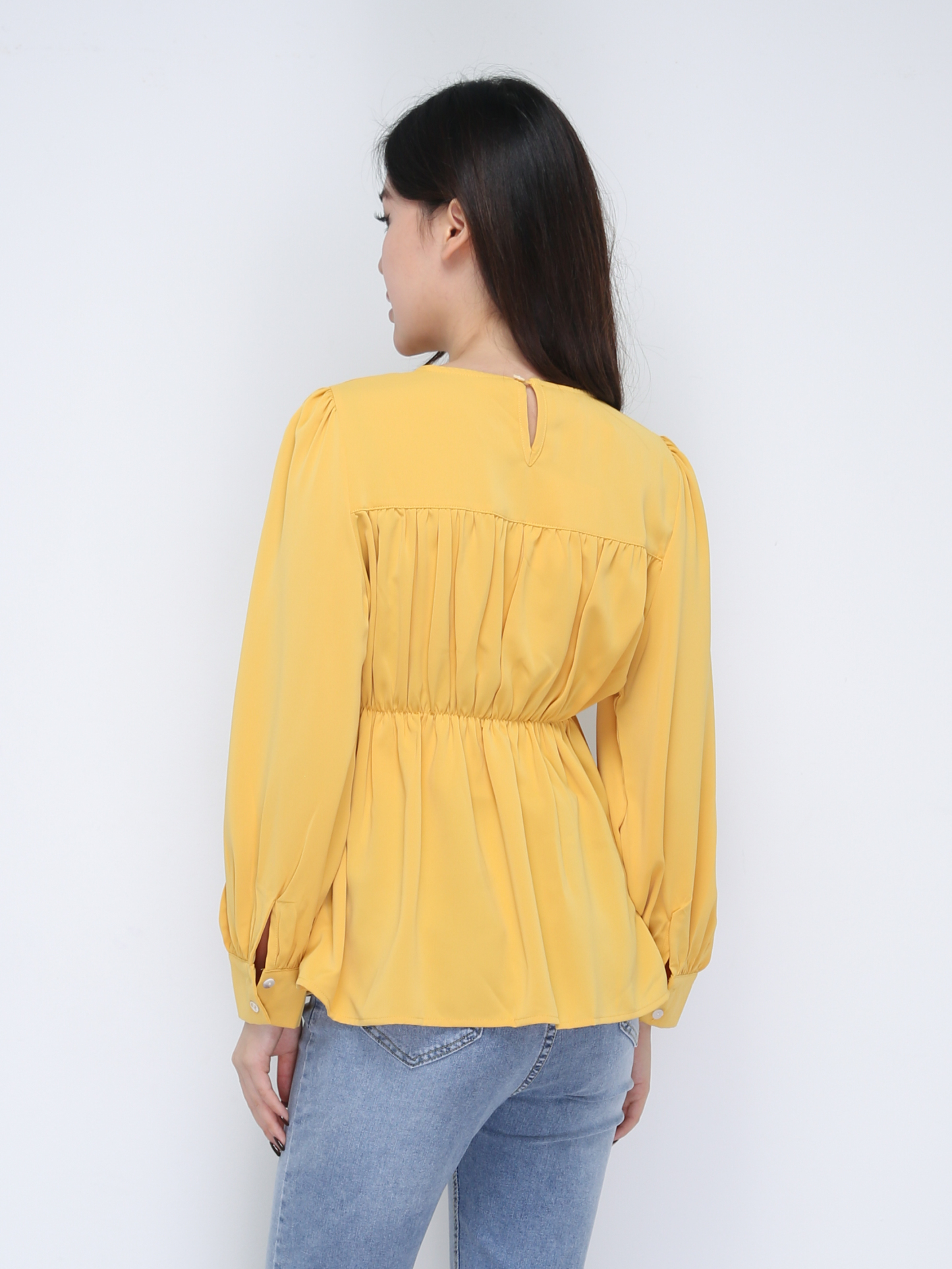 Long Sleeve Pleated Top 21732