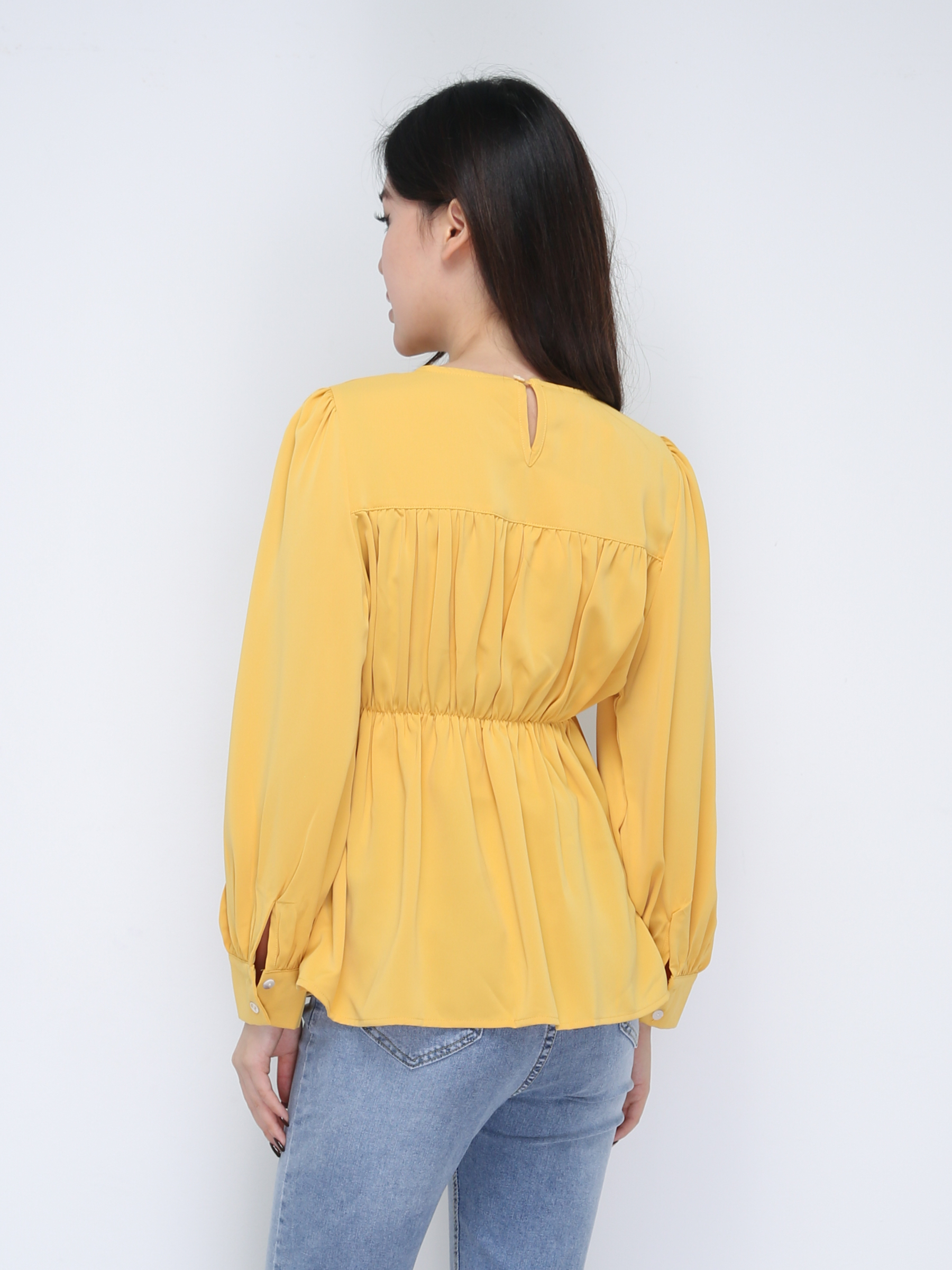 Long Sleeve Pleated Top 21732