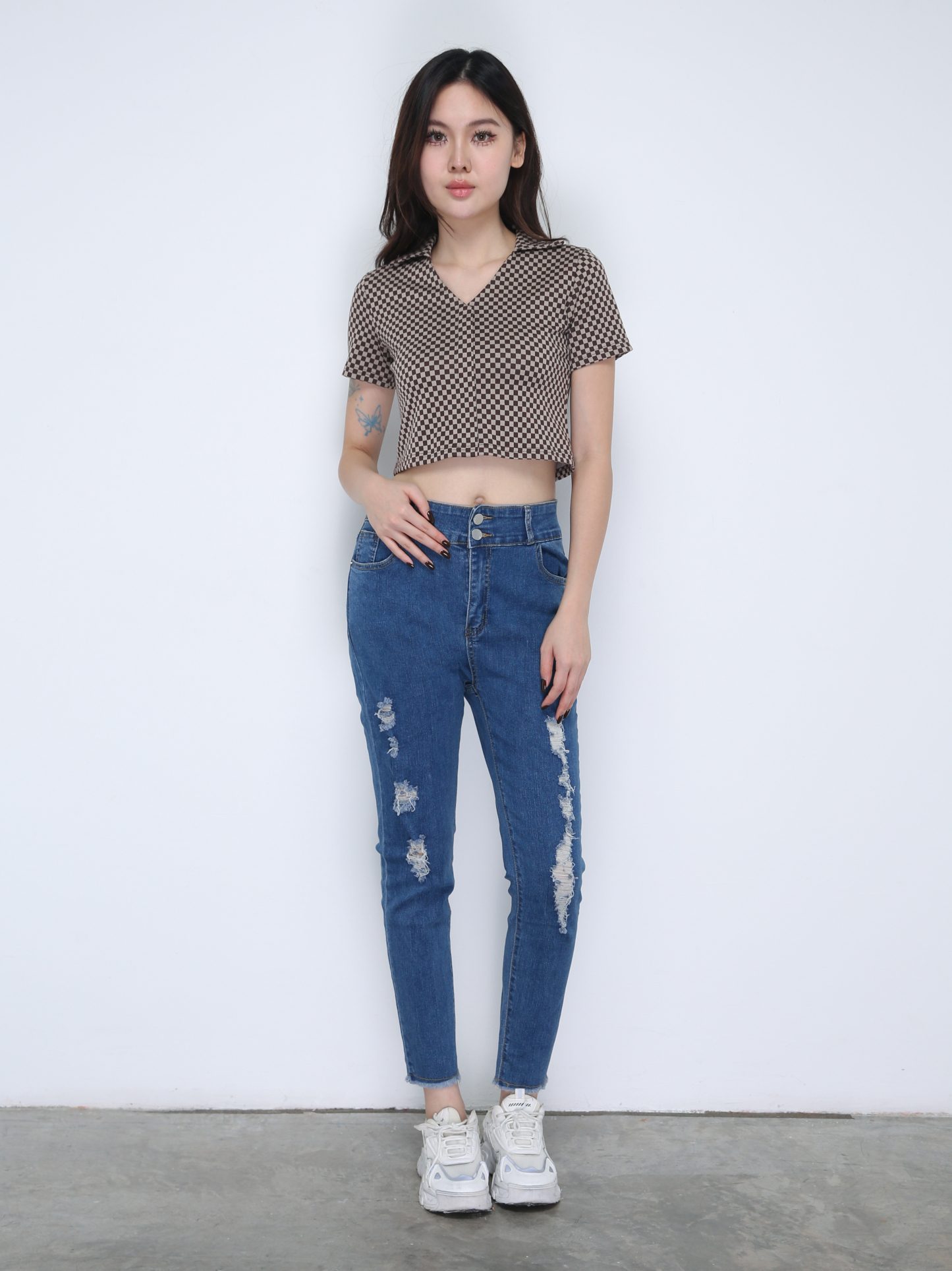 Denim Ripped Long Pants 21660