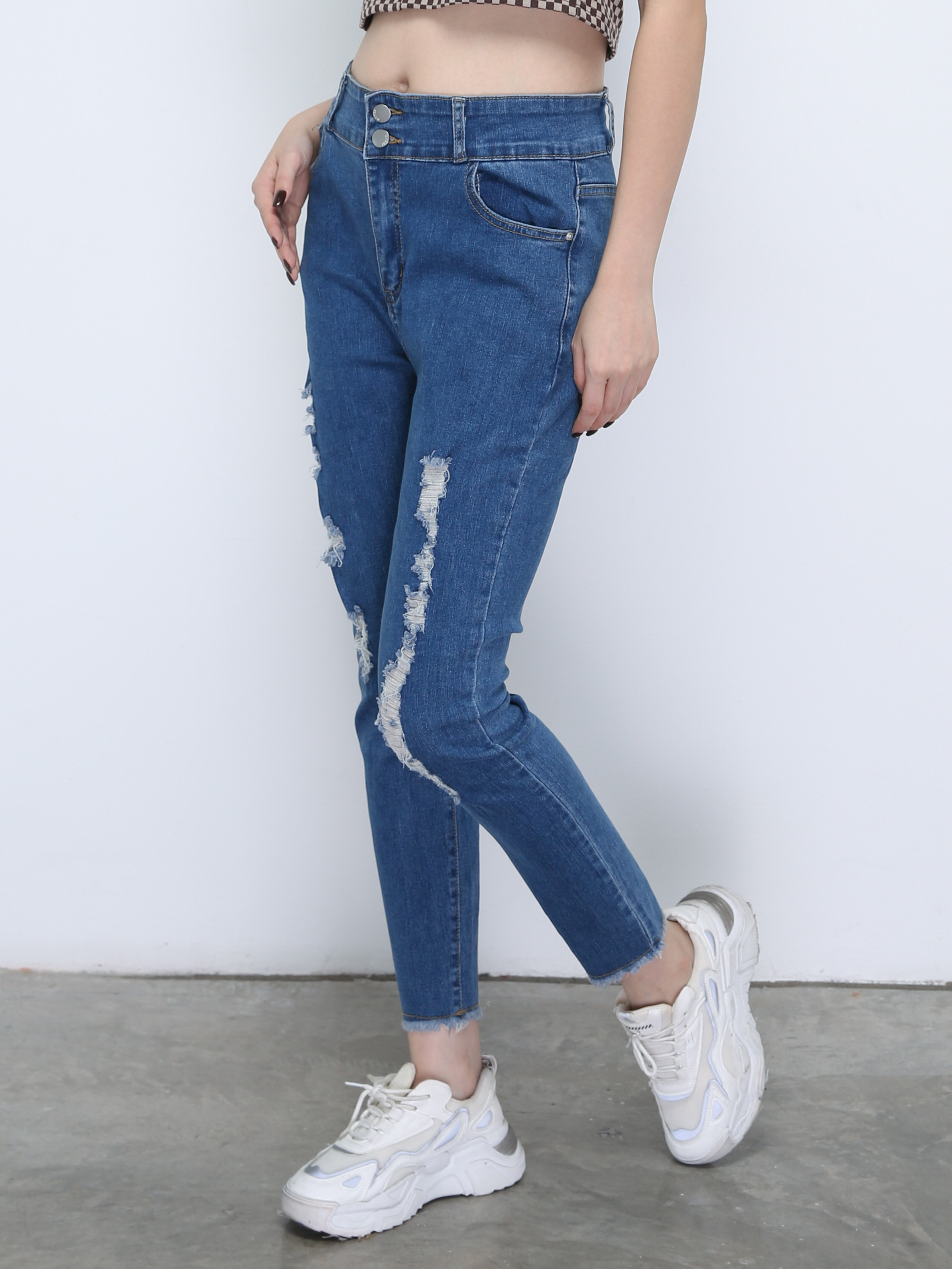 Denim Ripped Long Pants 21660