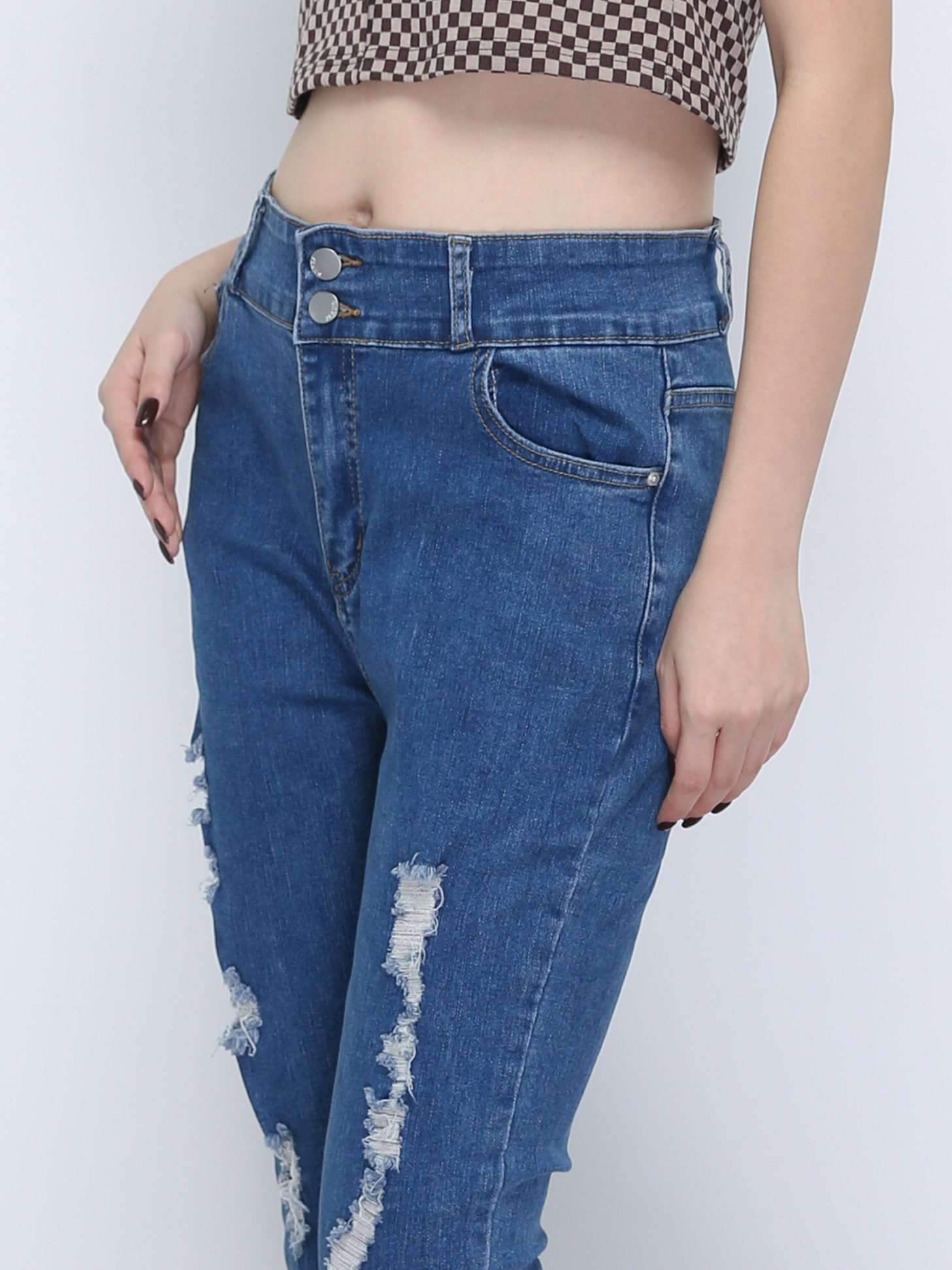 Denim Ripped Long Pants 21660